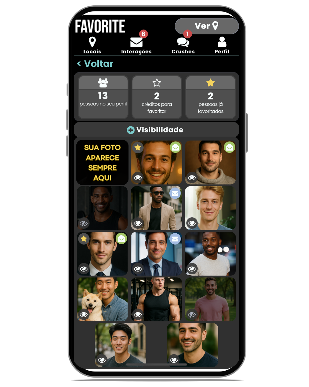 Tela do aplicativo Favorite